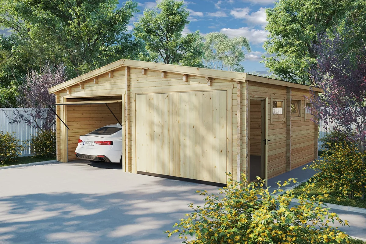 Doppelgarage aus Holz “Deluxe E” 6x6m