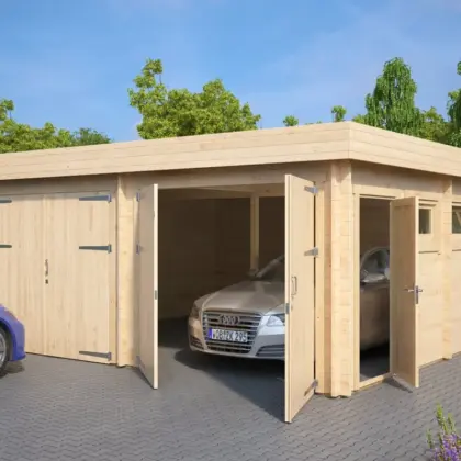 Doppelgarage-Fertiggarage “Hansa F” 6x6m aus Holz