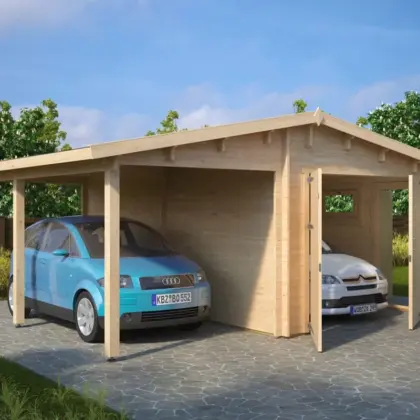 Garage mit Carport “Hansa G” 6x6m aus Holz