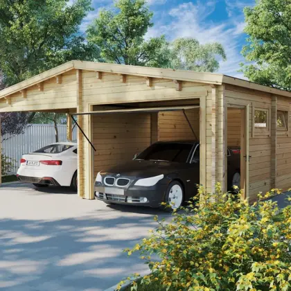 Holzgarage mit Carport “Deluxe G” 7x5m