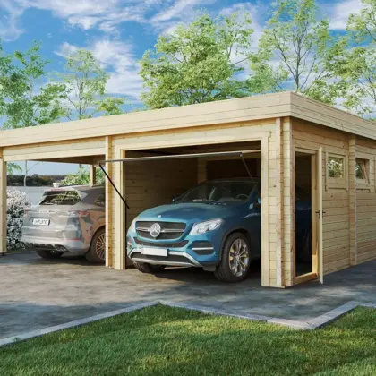 Holzgarage mit Carport “Deluxe H” 7x6m
