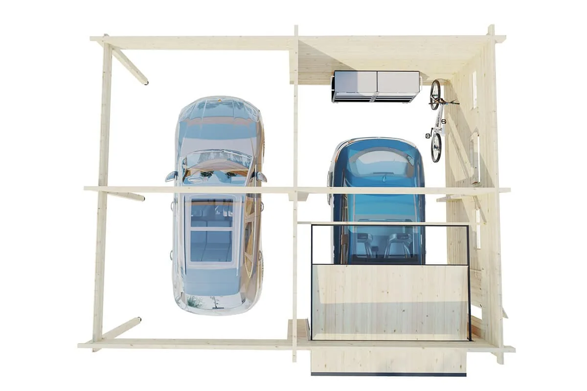 Holzgarage mit Carport “Deluxe H” 7x6m