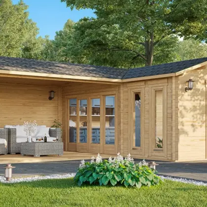 Eck-Gartenhaus “Hansa Corner B” 7x5m aus Holz