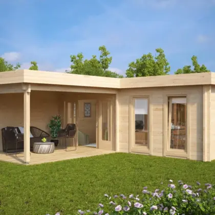 Eck-Gartenhaus “Hansa Deluxe A” 7x7m aus Holz