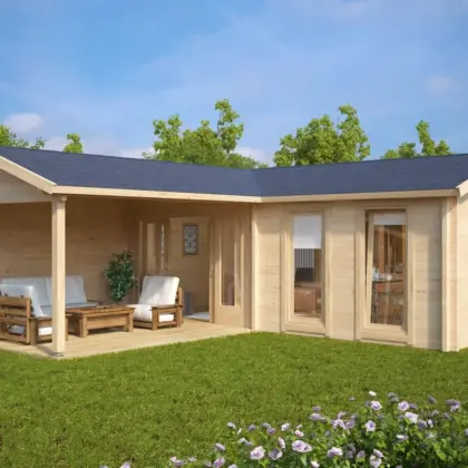Eck-Gartenhaus “Hansa Corner Deluxe B” 7x7m