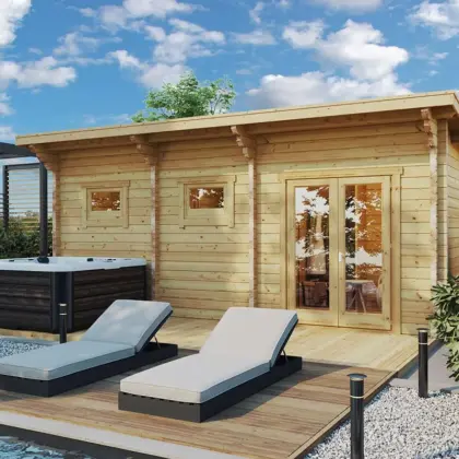 Finnisches Saunahaus mit Terrasse “Oliver 2” 6x2m
