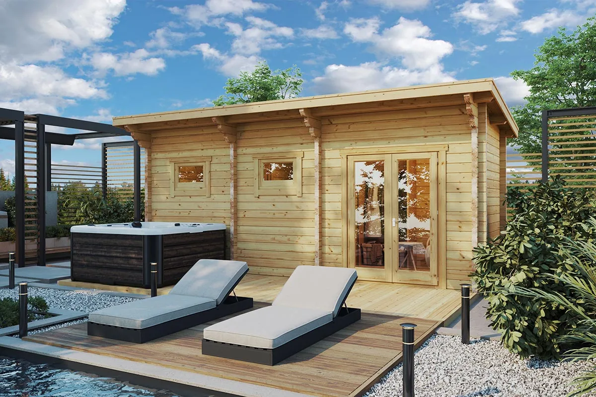 Finnisches Saunahaus mit Terrasse “Oliver 2” 6x2m