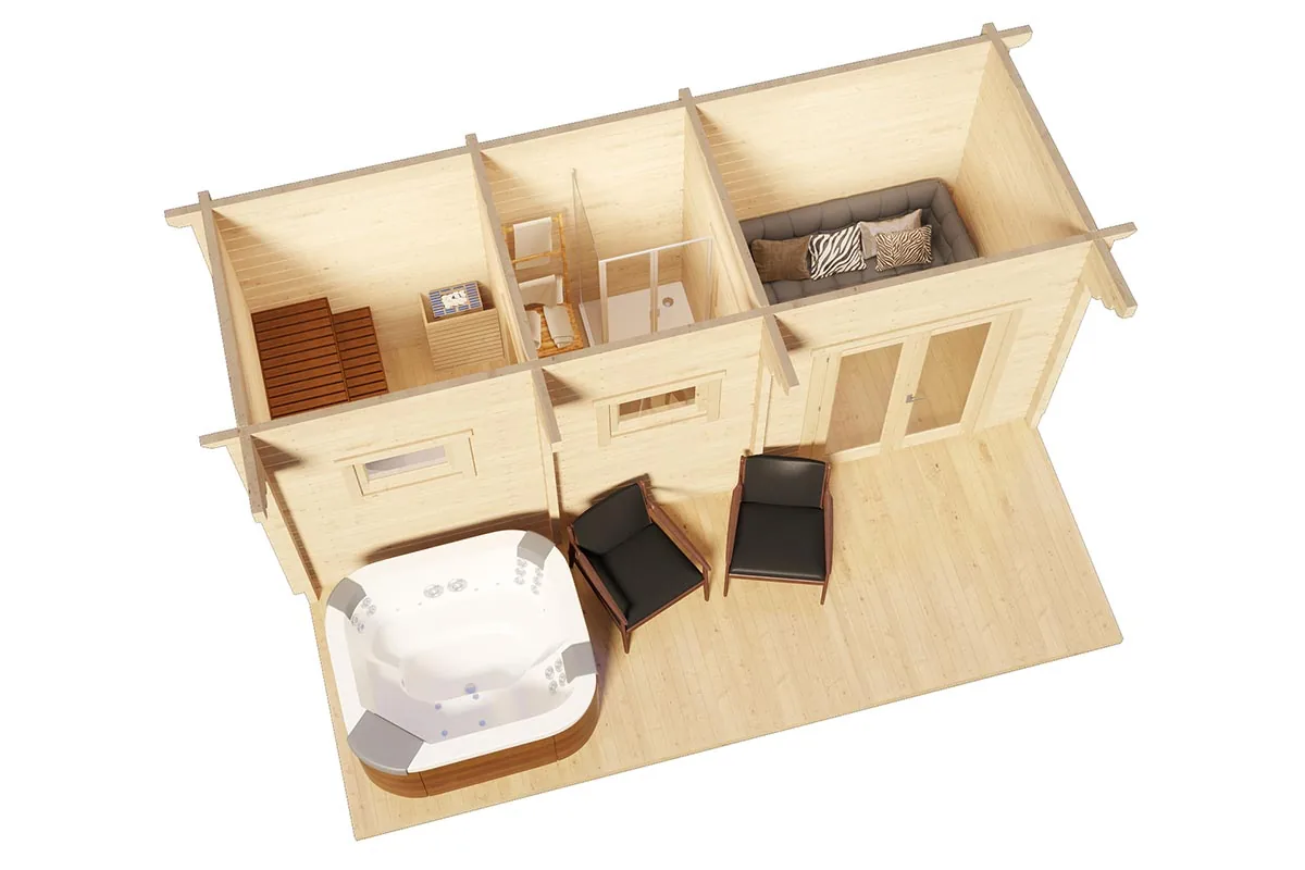 Finnisches Saunahaus mit Terrasse “Oliver 2” 6x2m