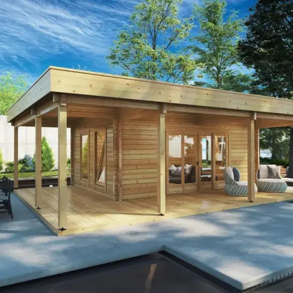 Gartenhaus mit großer Terrasse „Remo 1” 8x6m