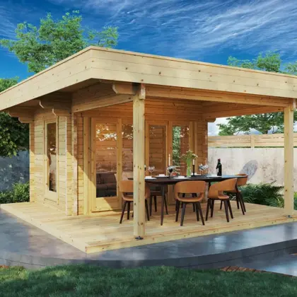 Gartenhaus mit Terrasse „Remo 2” 4x5m Gartenhaus mit Terrasse „Remo 2” 4x5m