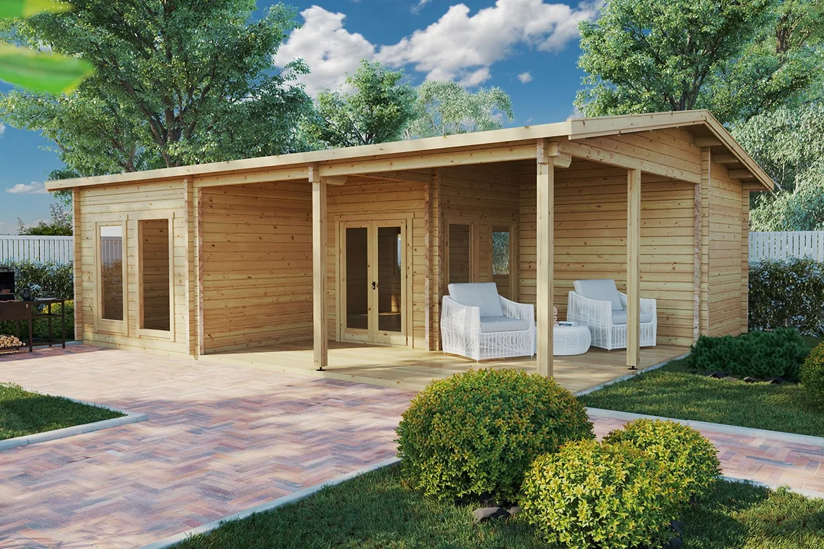 Blockbohlenhaus “Hansa Holiday B” 9x7m