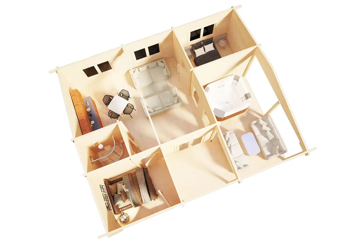 Blockbohlenhaus “Hansa Holiday B” 9x7m