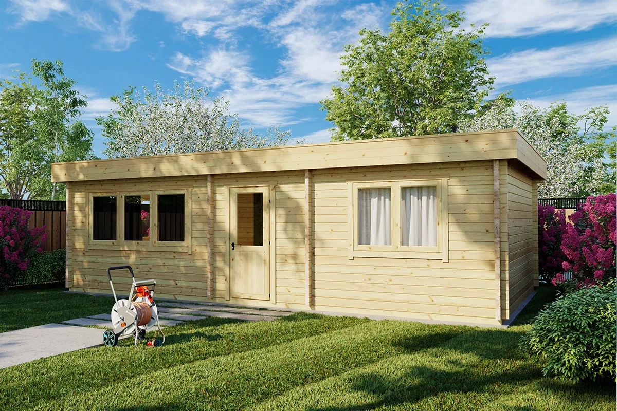 Blockhaus mit einem Schlafzimmer “Holiday I” 9x5m aus Holz