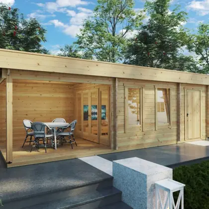 Gartenhaus mit Schuppen & Terrasse “Super Lucas E” 8x4m aus Holz Gartenhaus mit Schuppen & Terrasse “Super Lucas E” 8x4m aus Holz