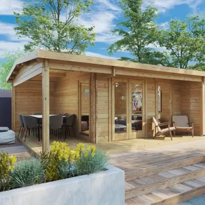 Gartenhaus mit Terrasse “Garten Studio XL” 6x5m Gartenhaus mit Terrasse “Garten Studio XL” 6x5m