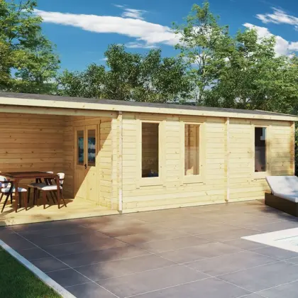 Kleines Blockhaus “Hansa Holiday Camping” 9x4m aus Holz