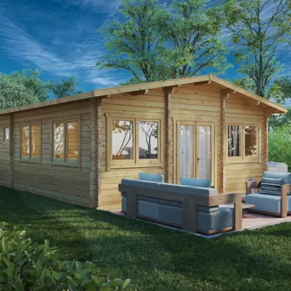Blockhaus mit zwei Schlafzimmern “Valencia” 6x11m