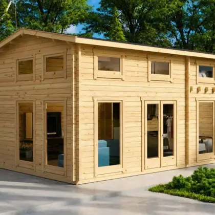 Blockhaus mit Schlafboden “Schweden B” 6x4m Blockhaus mit Schlafboden “Schweden B” 6x4m