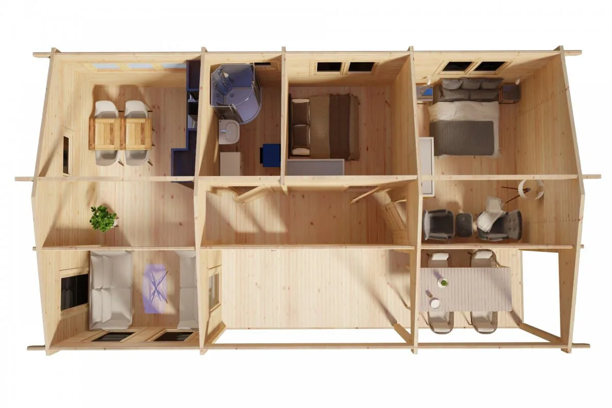 Blockhaus mit zwei Schlafzimmern “Holiday K” 10x6m
