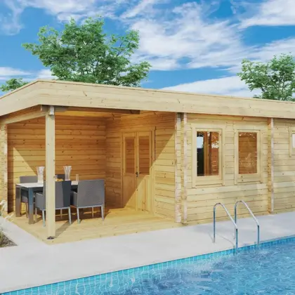 Gartensauna mit Terrasse “Lucas E” 8x4m