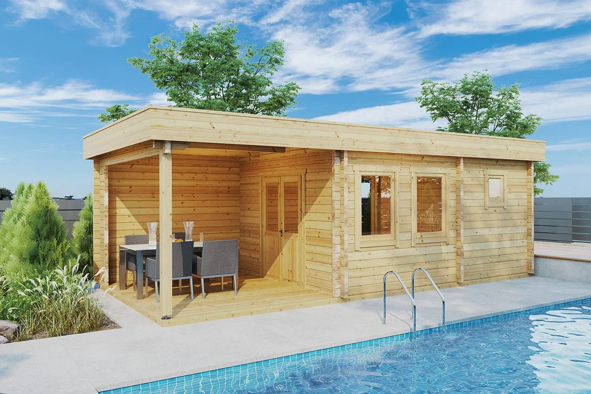 Gartensauna mit Terrasse “Lucas E” 8x4m