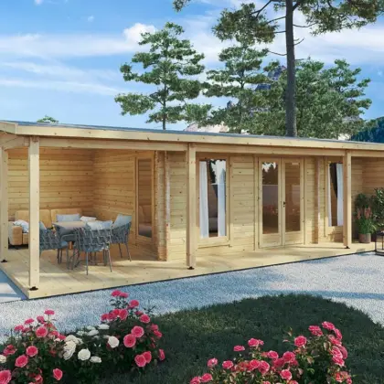 Gartenhaus mit Terrasse “Hansa Studio XXL” 9x5m Gartenhaus mit Terrasse “Hansa Studio XXL” 9x5m