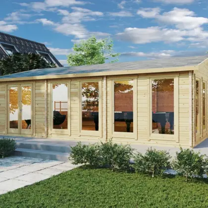 Großes Gartenzimmer „Snooker XL 2“ 8x6m aus Holz