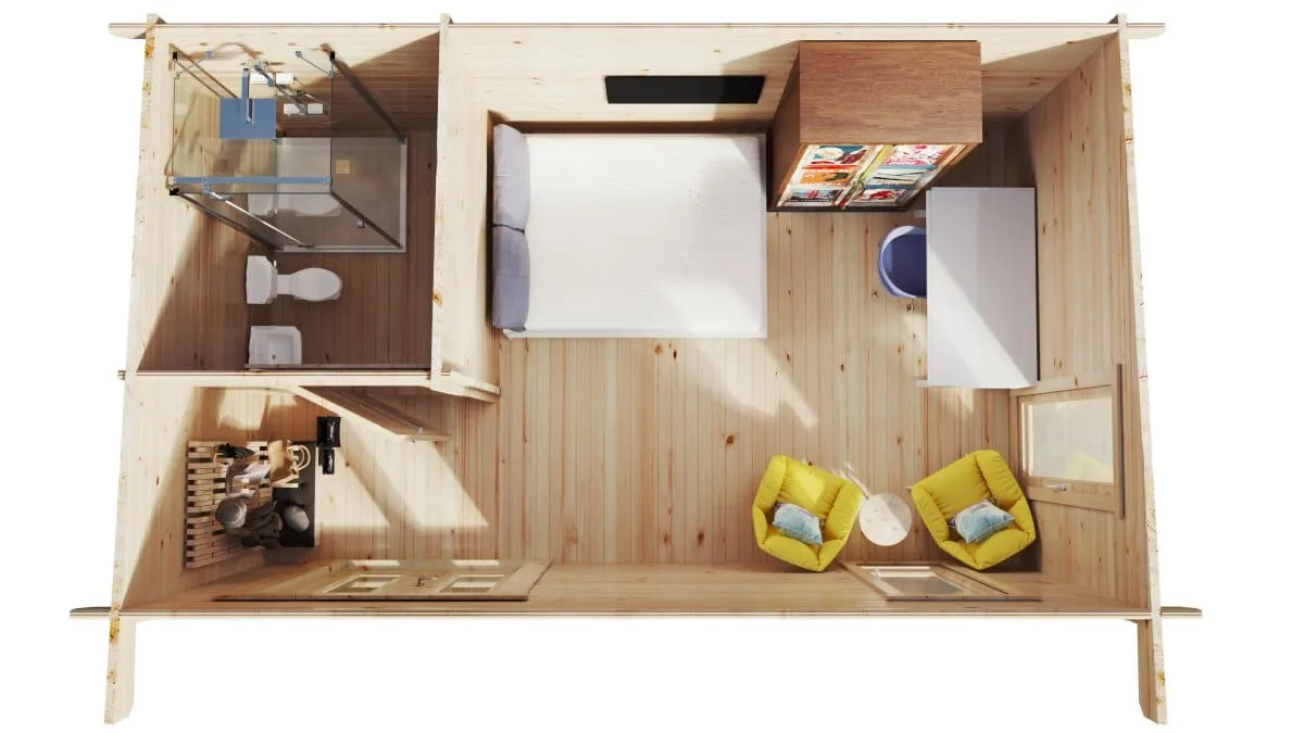 Kleines Ferienhaus-Holzhaus “Mia 2” 5x3m