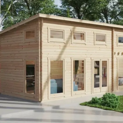 Gartenhaus mit Schlafboden “Schweden F” 7x4m aus Holz