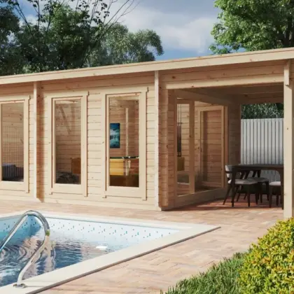 Großes Gartenhaus mit Vordach “David 1” 8x4m aus Holz