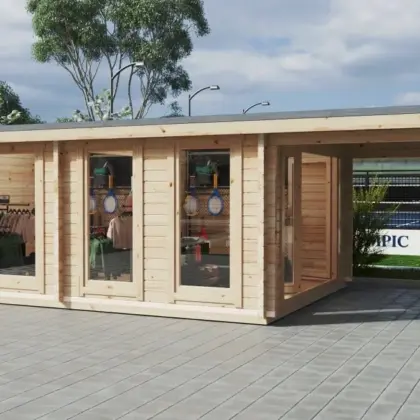 Großes Gartenzimmer mit Vordach “David 2” 8x4m aus Holz