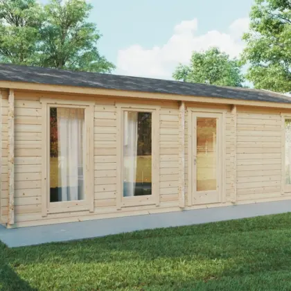 Blockhaus mit Schlafzimmer “Holiday M” 8x4m Blockhaus mit Schlafzimmer “Holiday M” 8x4m