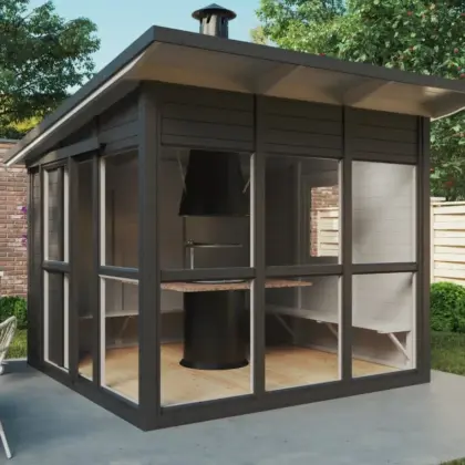 Moderner Grillpavillon “Noah” 3x3m aus Holz