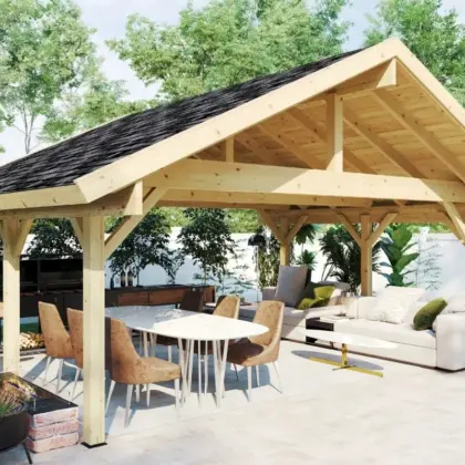Großer Gartenpavillon “Henley XL” 6x5m aus Holz