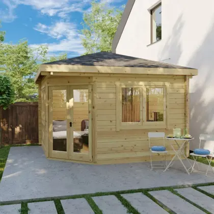 5-Eck-Gartenhaus “Fargo A” 4x4m aus Holz 5-Eck-Gartenhaus “Fargo A” 4x4m aus Holz