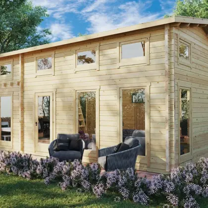 Großes Gartenhaus mit Schlafboden “Schweden J” 7x4m