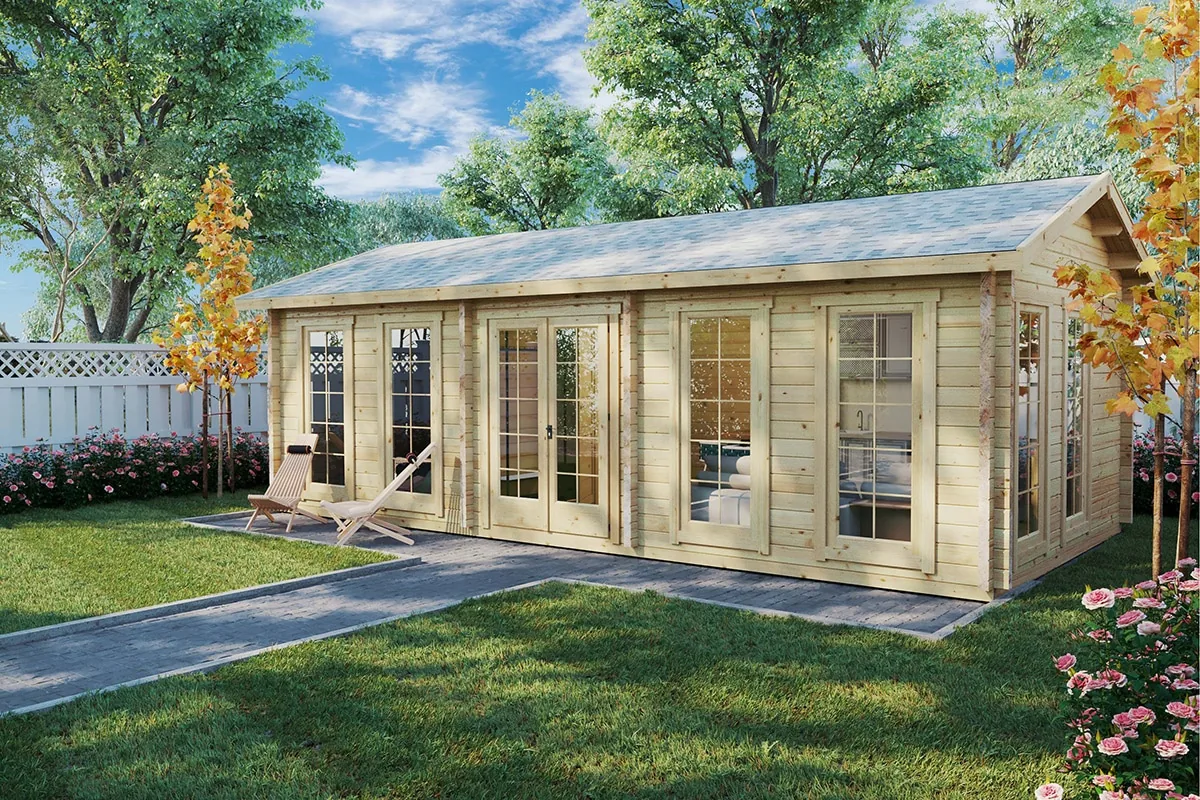 Blockhaus mit einem Schlafzimmer “Schweden G” 8x4m