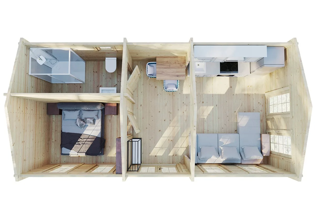 Blockhaus mit einem Schlafzimmer “Schweden G” 8x4m