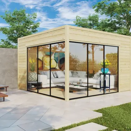 Modernes Gartenhaus “Olivia S 15m aus ALU, 4 × 4 m