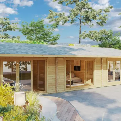 Blockhaus mit zwei Schlafzimmern “Holiday S2” 12x7m