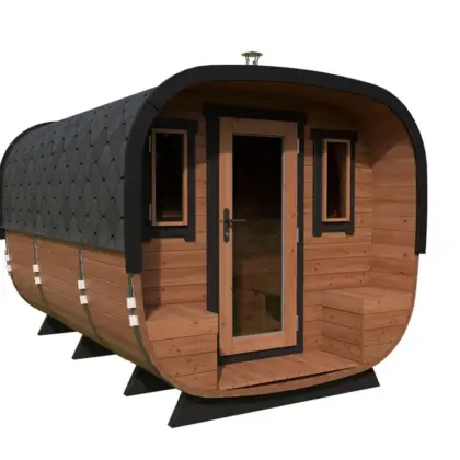 Moderne Fasssauna „Quadrat“ 3x2m aus Holz