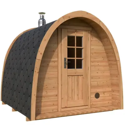 Kleine Iglu-Fasssauna 2x3m aus Holz