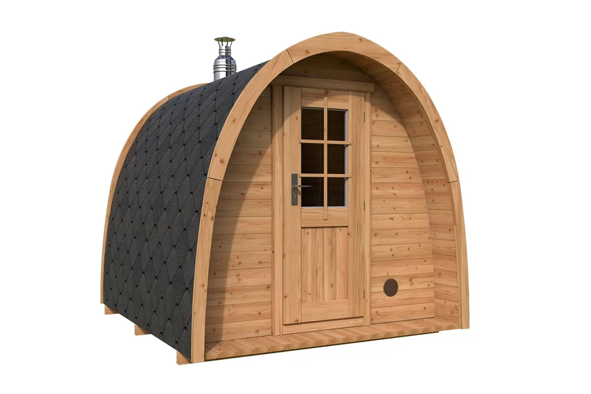 Kleine Iglu-Fasssauna 2x3m aus Holz