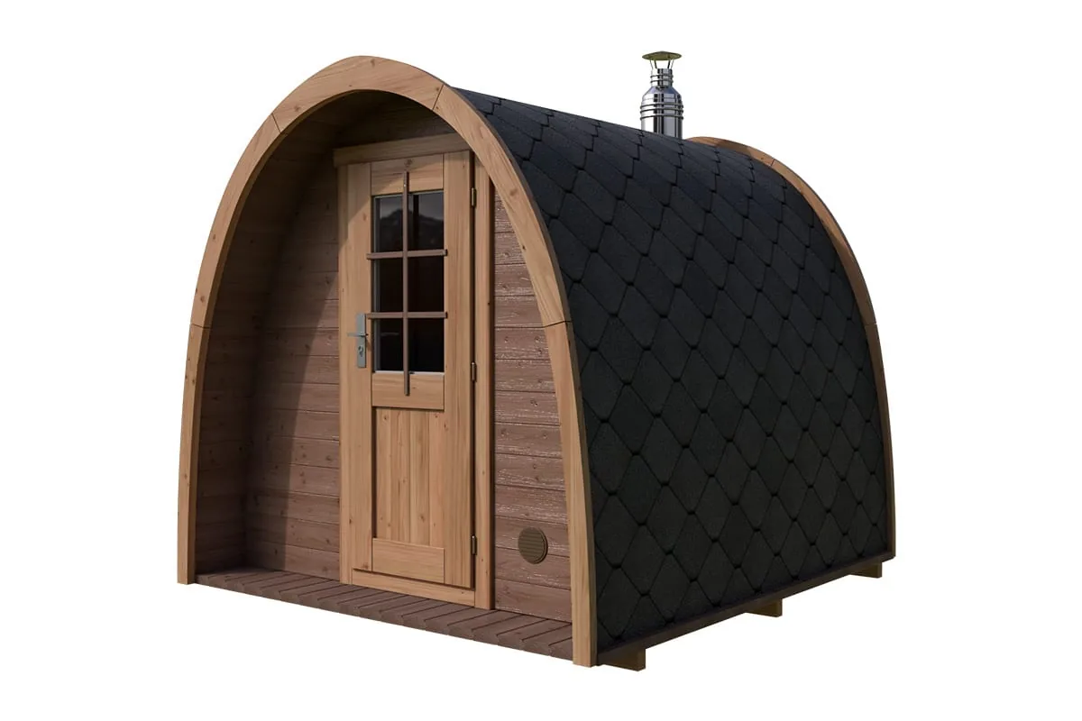 Kleine Iglu-Fasssauna 2x3m aus Holz