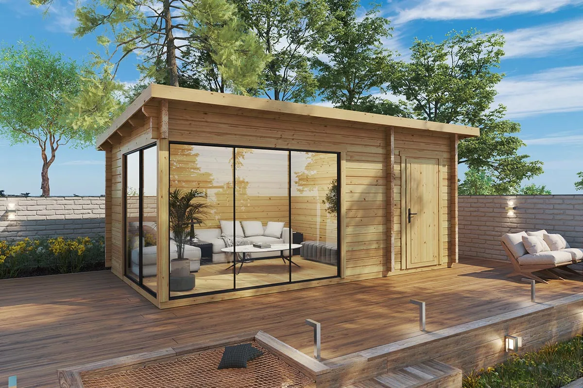 Modernes Gartenhaus mit Schuppen “Aron” 6x3m aus Aluminium