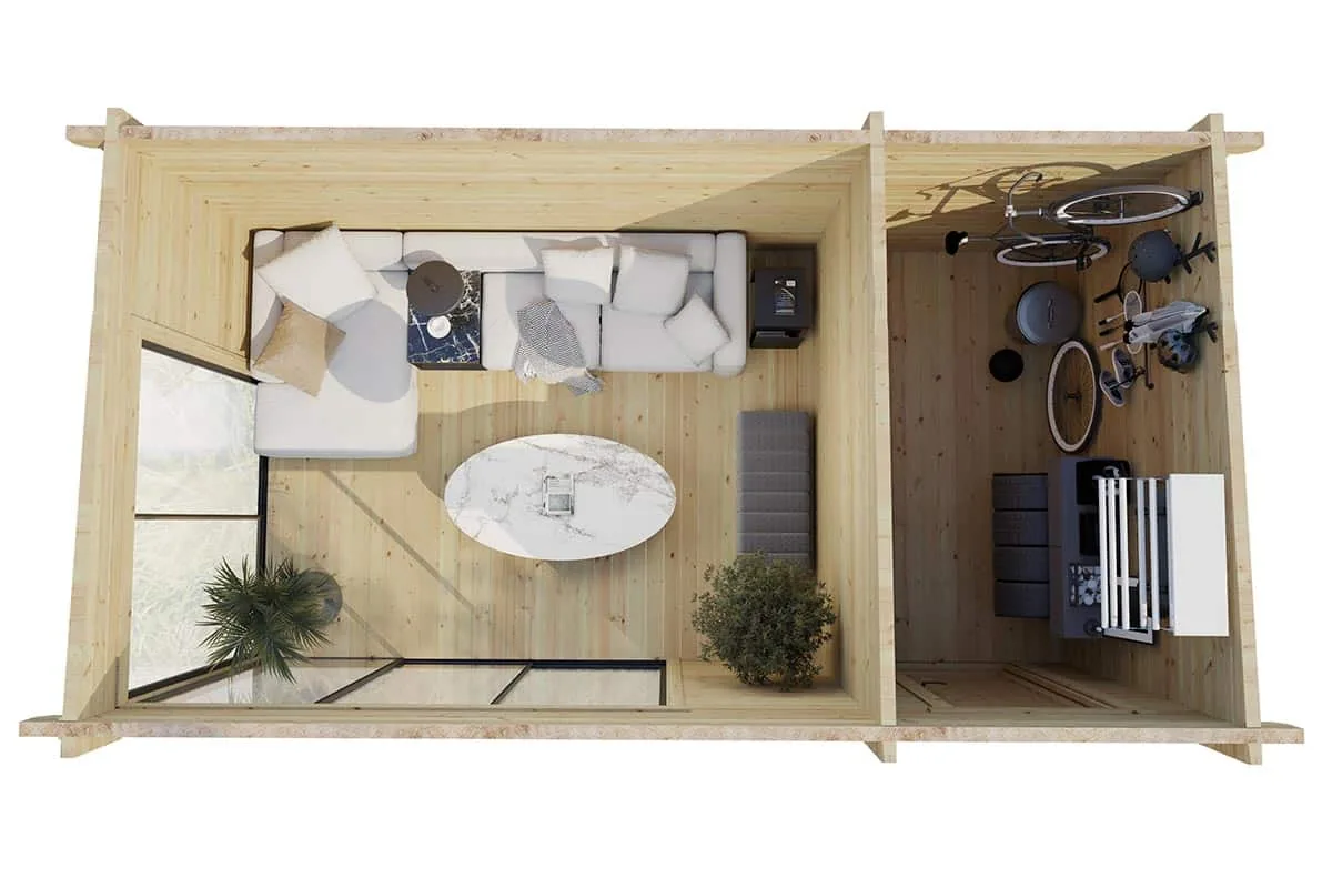 Modernes Gartenhaus mit Schuppen “Aron” 6x3m aus Aluminium