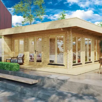 Geräumiges Gartenhaus mit Veranda “Roger” 6x6m, Grün