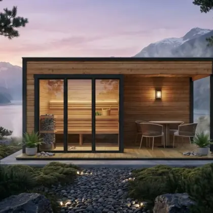 Moderne Gartensauna „Nord”, 5 × 2 m
