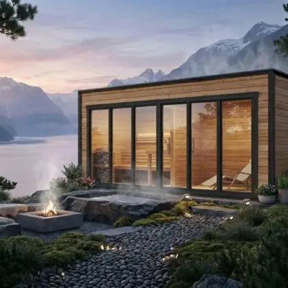 Große moderne Gartensauna „Lyngen”, 5 × 2 m