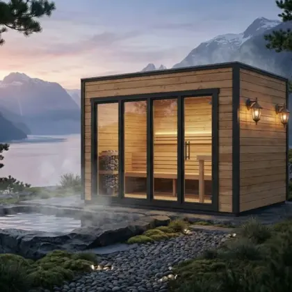 Moderne Gartensauna „Aurland”, 4 × 2 m